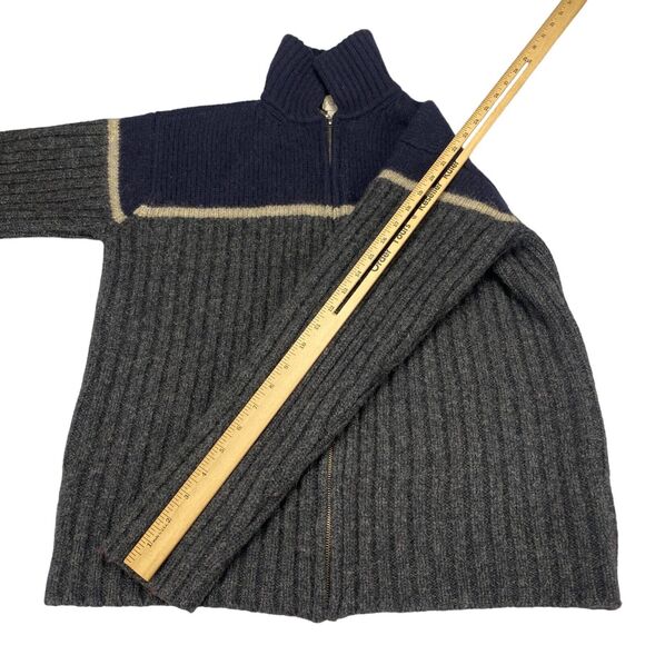 J.CREW Sweater Mens Medium Gray Knit 100% Wool Long Sleeve Full Zipper Outdoor - Picture 4 of 15